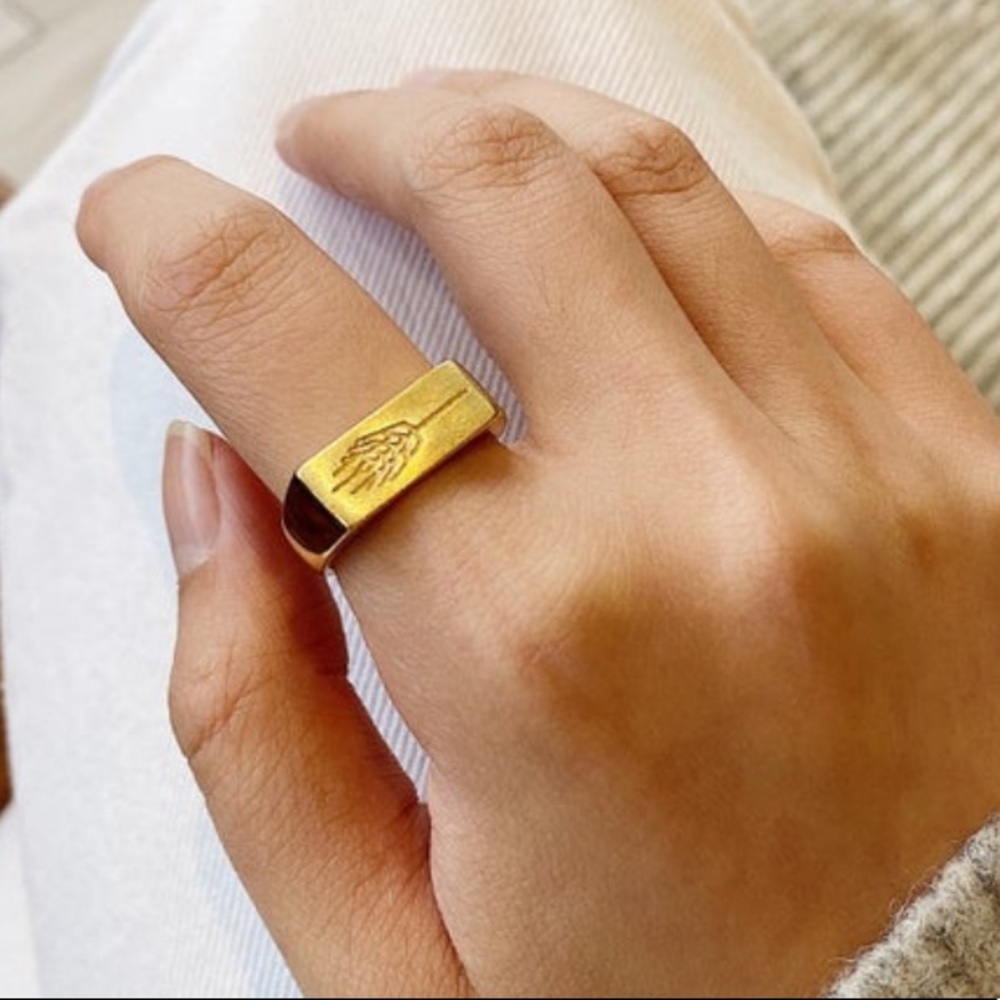 14k Gold Rectangular Signet Ring